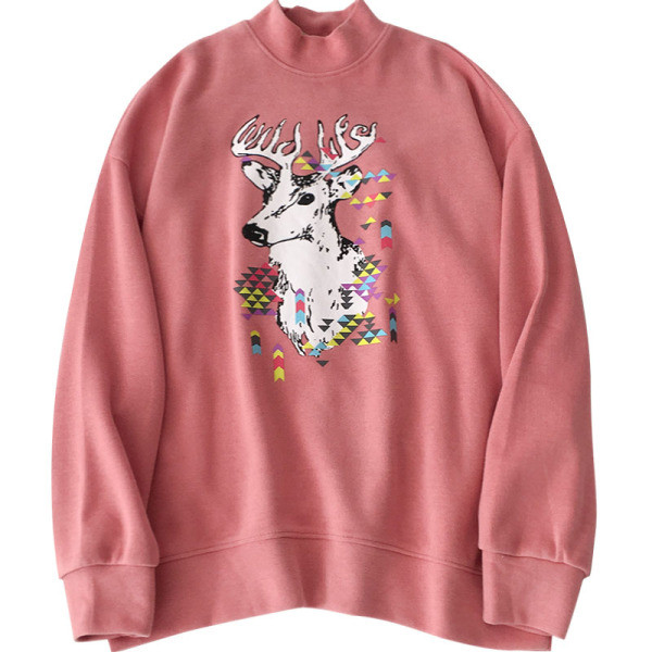 Alkalmi női pulóver rózsaszín és bézs színben, rátéttel