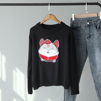 Női őszi-téli blúz piros, sárga és fekete rátéttel