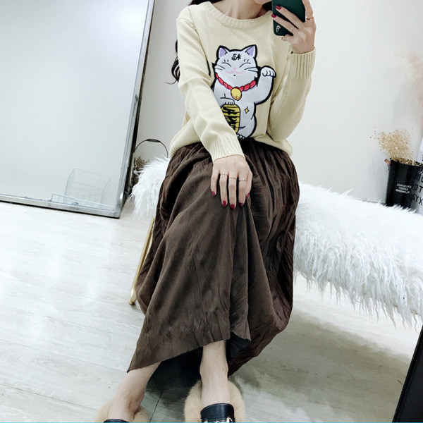 Női blúz macska rátéttel fekete, piros és sárga színben