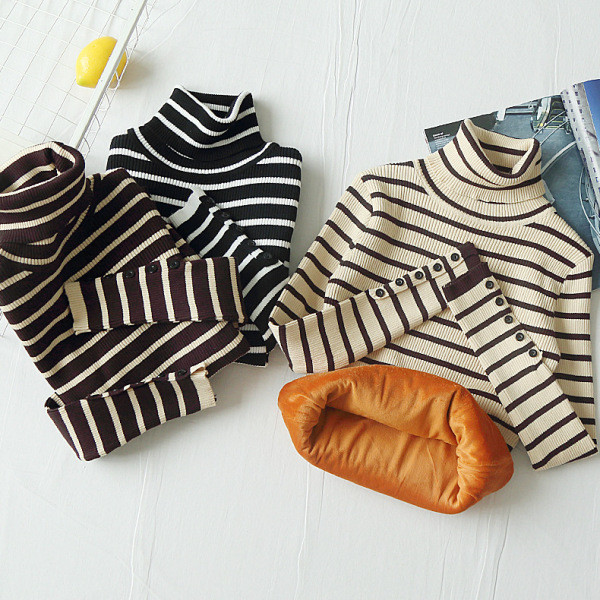 Polo de damă cu dungi de toamnă-iarnă în galben, negru și maro