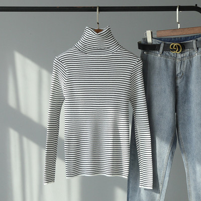 Polo casual de damă cu dungi în galben, alb, negru și maro