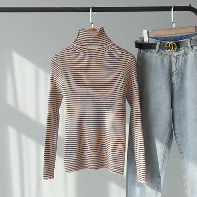 Polo casual de damă cu dungi în galben, alb, negru și maro