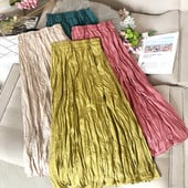 Női hosszú redőzött szoknya gumírozott derékkal rózsaszín, zöld, bézs, fekete, kék és fehér