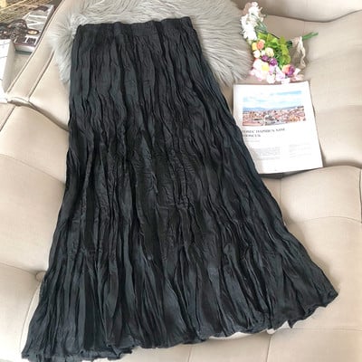 Női hosszú redőzött szoknya gumírozott derékkal rózsaszín, zöld, bézs, fekete, kék és fehér