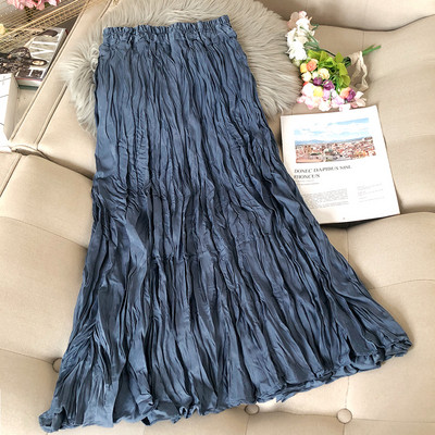 Női hosszú redőzött szoknya gumírozott derékkal rózsaszín, zöld, bézs, fekete, kék és fehér