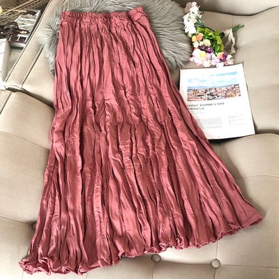 Női hosszú redőzött szoknya gumírozott derékkal rózsaszín, zöld, bézs, fekete, kék és fehér