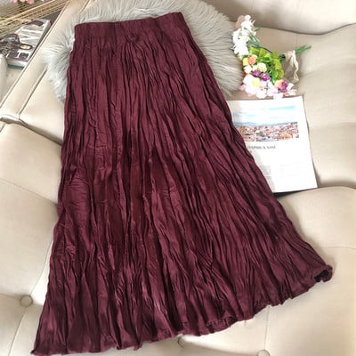 Női hosszú redőzött szoknya gumírozott derékkal rózsaszín, zöld, bézs, fekete, kék és fehér