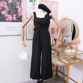 Salopeta de dama moderna cu bretele in negru, roz si galben