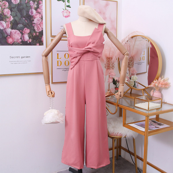 Salopeta de dama moderna cu bretele in negru, roz si galben