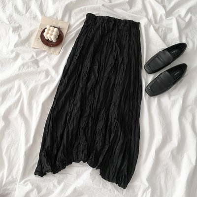 Női bársony szoknya fekete, rózsaszín és bézs színben, rugalmas derékkal