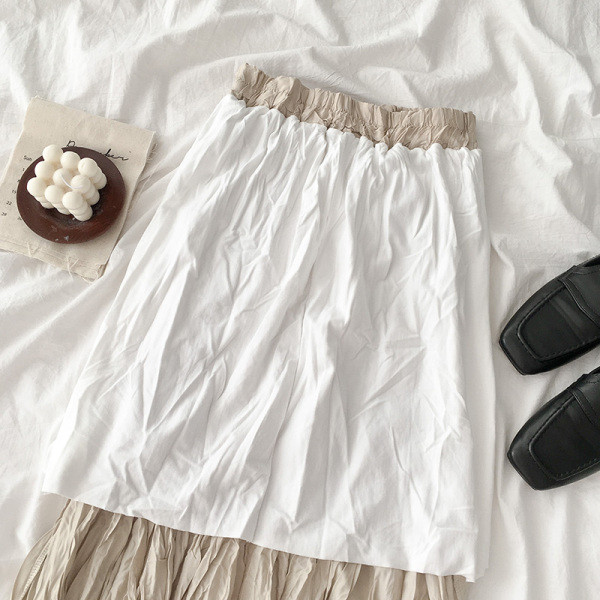 Női bársony szoknya fekete, rózsaszín és bézs színben, rugalmas derékkal