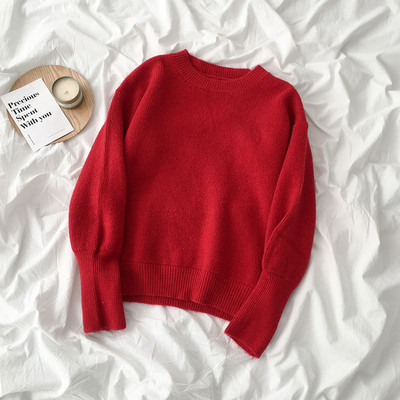 Alkalmi női pulóver öt színben, hosszú ujjal és kerek nyakkivágással