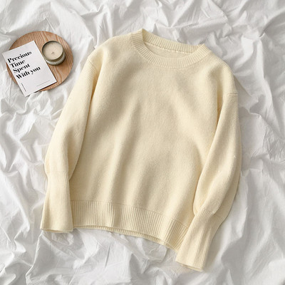 Alkalmi női pulóver öt színben, hosszú ujjal és kerek nyakkivágással