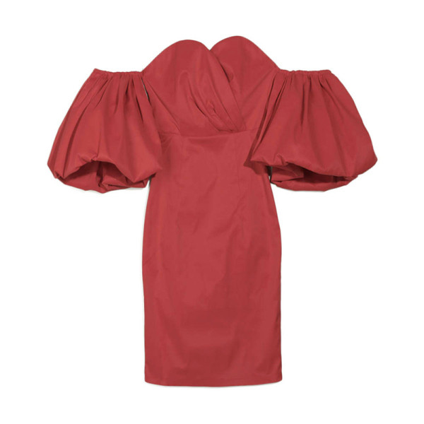 Új modell női ruha csupasz vállakat és spitz dekoltázst piros, kék és fekete színekben