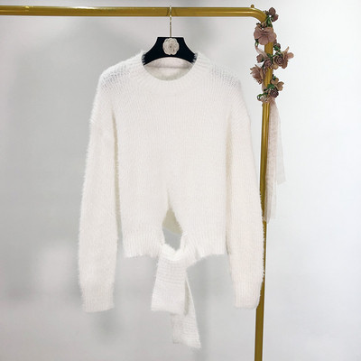 Rövid alsó pulóver derékkötővel, fehér és zöld színben