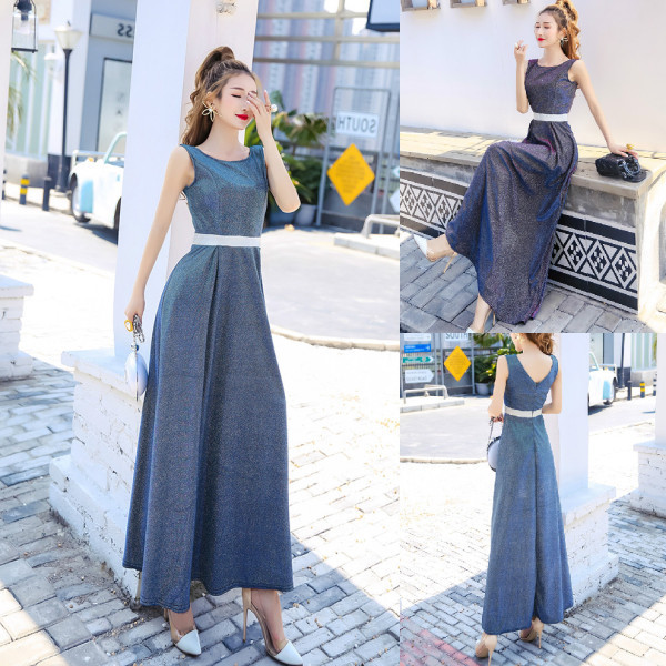 Fényes hatású, elegáns női ruha lila, kék és zöld színekben