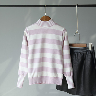 Női őszi-téli csíkos blúz piros, lila és fekete színekben