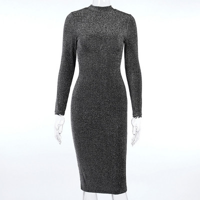 Stílusos női ruha csupasz háttal, fényes hatású szürke és rózsaszín színben