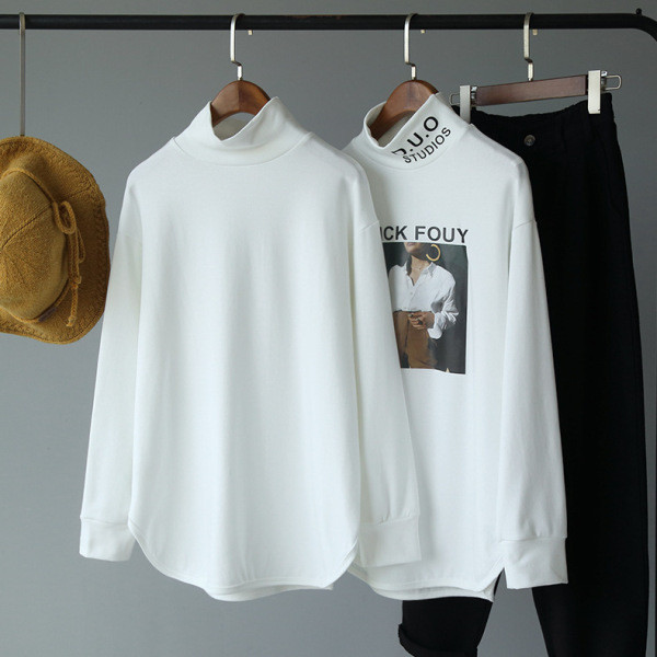 Női alkalmi blúz magas gallérral és színes rátéttel - két modell