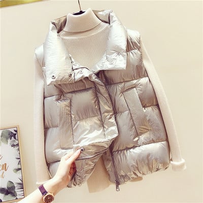 Modern női mellény spitzgallérral, fekete, arany és fehér színekben