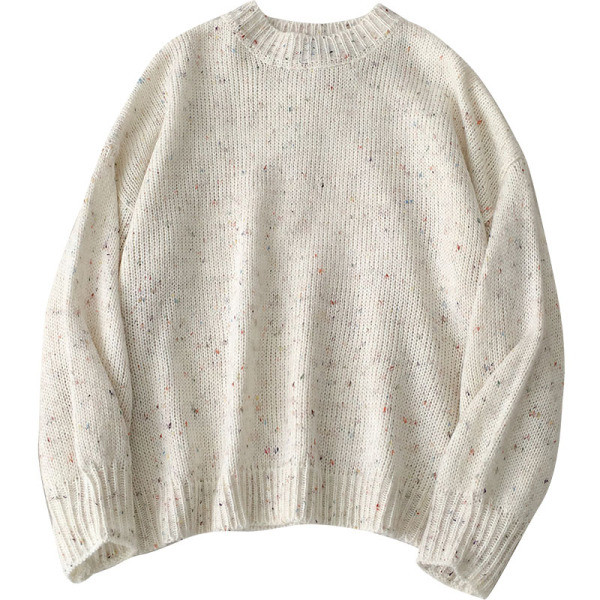 Alkalmi női pulóver fehér és kék színben, kerek nyakkivágással