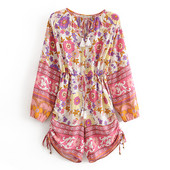 Új modell tavaszi-nyári overall rózsaszín és virágmintás nyakkendővel