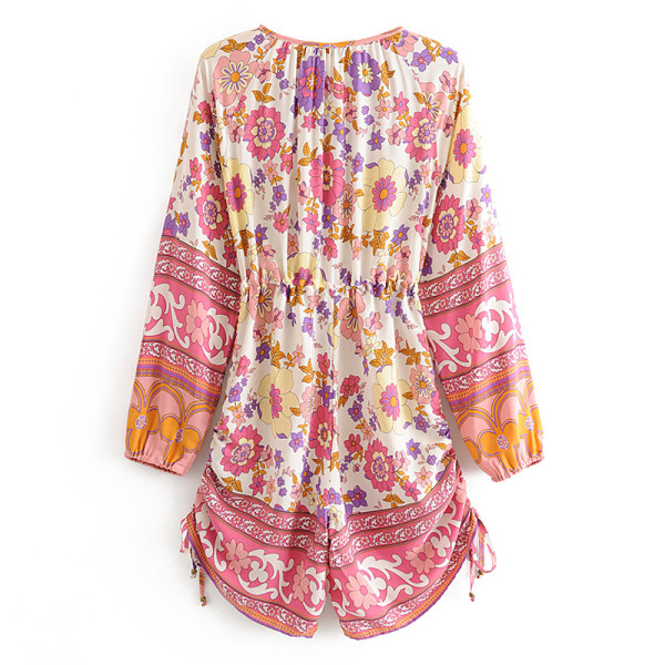 Új modell tavaszi-nyári overall rózsaszín és virágmintás nyakkendővel