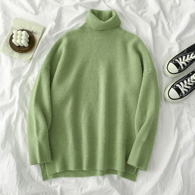 Női pulóver sima modell több színben polo gallérral és hosszú ujjal