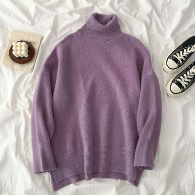 Női pulóver sima modell több színben polo gallérral és hosszú ujjal