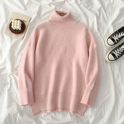 Női pulóver sima modell több színben polo gallérral és hosszú ujjal