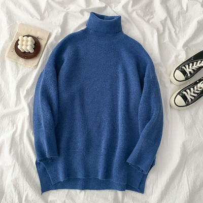 Női pulóver sima modell több színben polo gallérral és hosszú ujjal