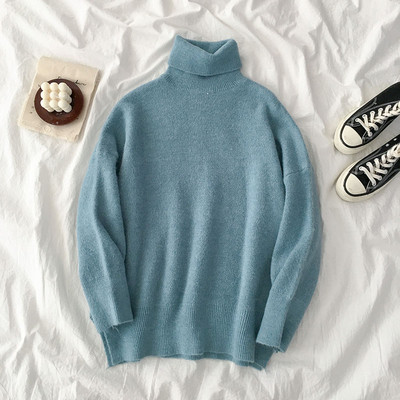 Női pulóver sima modell több színben polo gallérral és hosszú ujjal