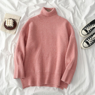 Női pulóver sima modell több színben polo gallérral és hosszú ujjal