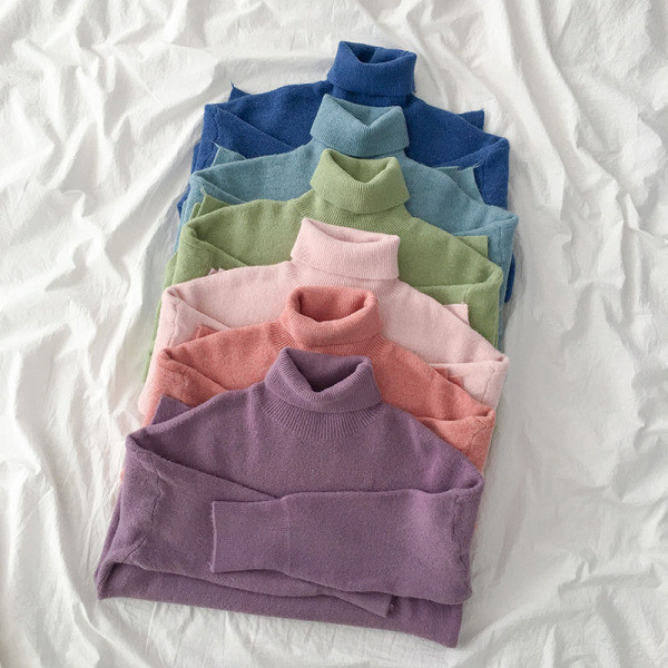 Női pulóver sima modell több színben polo gallérral és hosszú ujjal