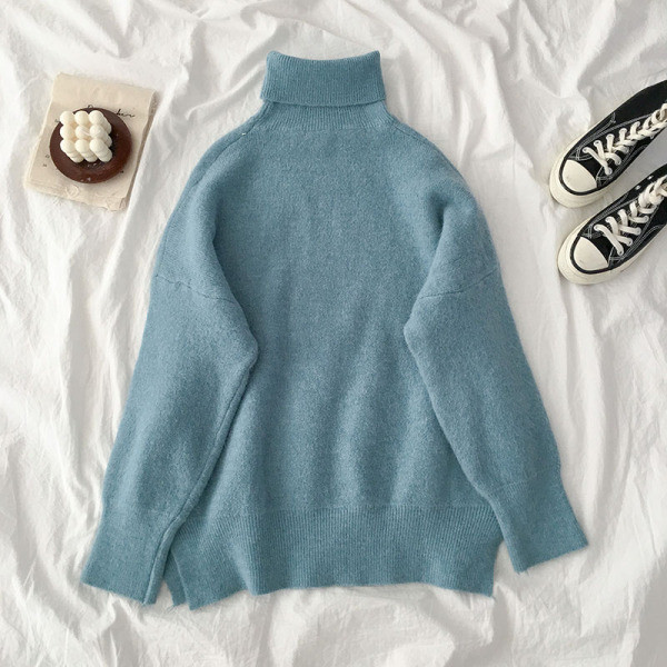 Női pulóver sima modell több színben polo gallérral és hosszú ujjal