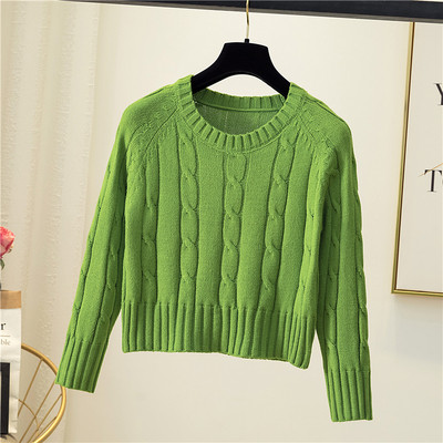 Γυναικείο φαρδύ πουλόβερ σε λευκό, πορτοκαλί, πράσινο και μαύρο χρώμα με στρογγυλό λαιμόκοψη