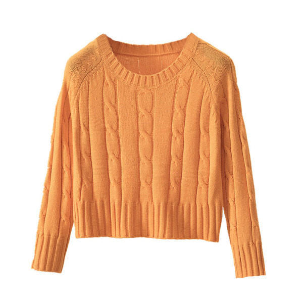 Γυναικείο φαρδύ πουλόβερ σε λευκό, πορτοκαλί, πράσινο και μαύρο χρώμα με στρογγυλό λαιμόκοψη