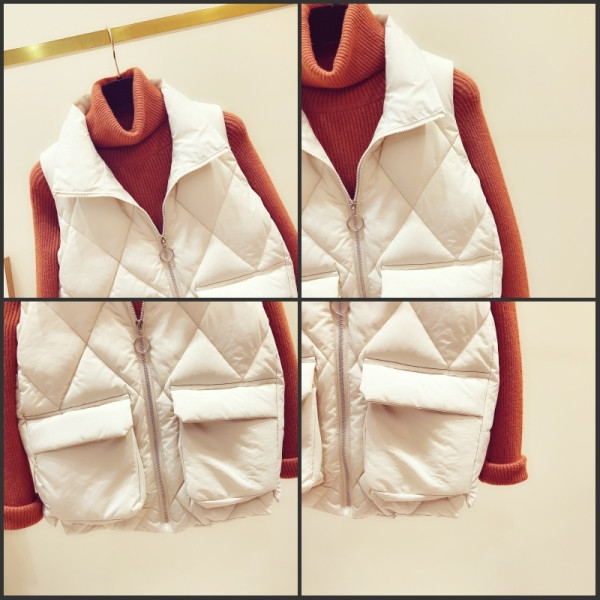 Női alkalmi mellény kerek nyakkivágással fehér és kék színben