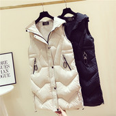 Női mindennapi téli mellény - hosszú modell fehér és kék színben