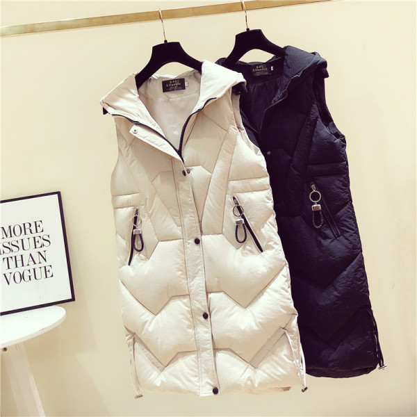 Női mindennapi téli mellény - hosszú modell fehér és kék színben