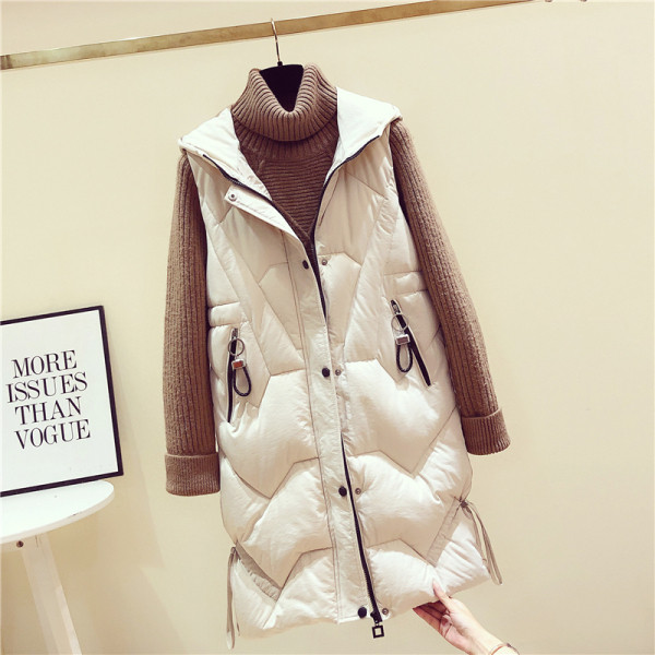 Női mindennapi téli mellény - hosszú modell fehér és kék színben