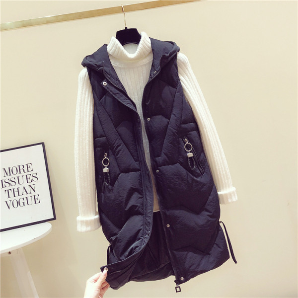 Női mindennapi téli mellény - hosszú modell fehér és kék színben