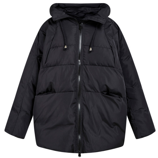 Női őszi-téli kabát széles modell fekete-fehér színben