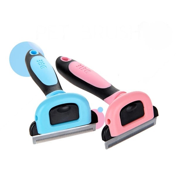 Dog brushes for combing when changing the coat in pink and blue