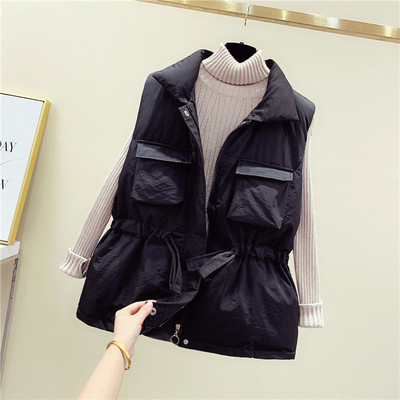 Női alkalmi mellény zsebekkel és derékkötővel, kék, narancssárga, fekete és fehér színben