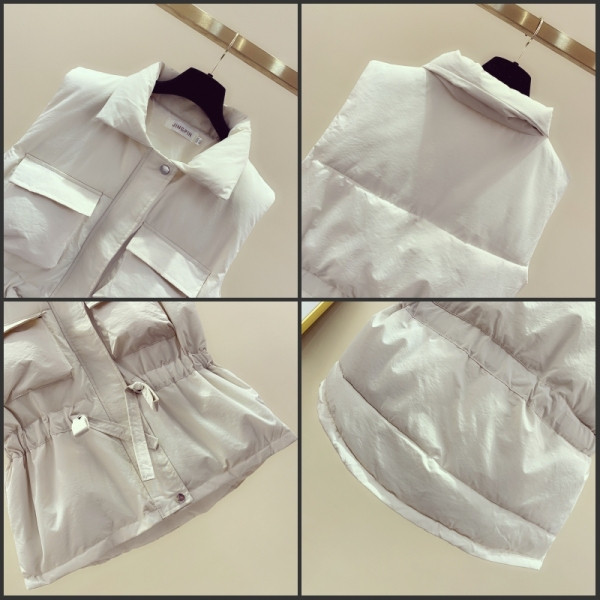 Női alkalmi mellény zsebekkel és derékkötővel, kék, narancssárga, fekete és fehér színben