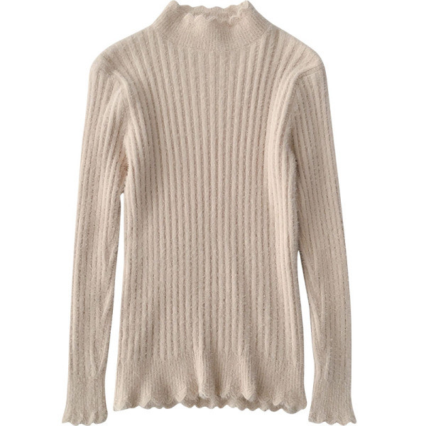 Női pehelypulóver fekete, rózsaszín, kék és bézs színben, pólógallérral