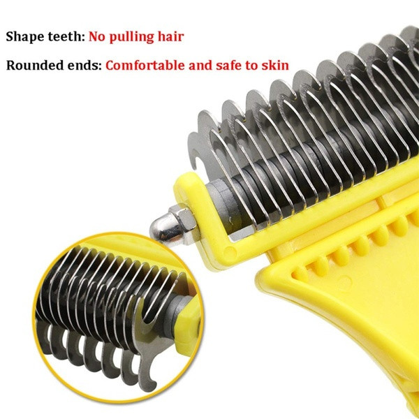 Kétoldalas eszköz kisállatszőr eltávolítására sárga színben