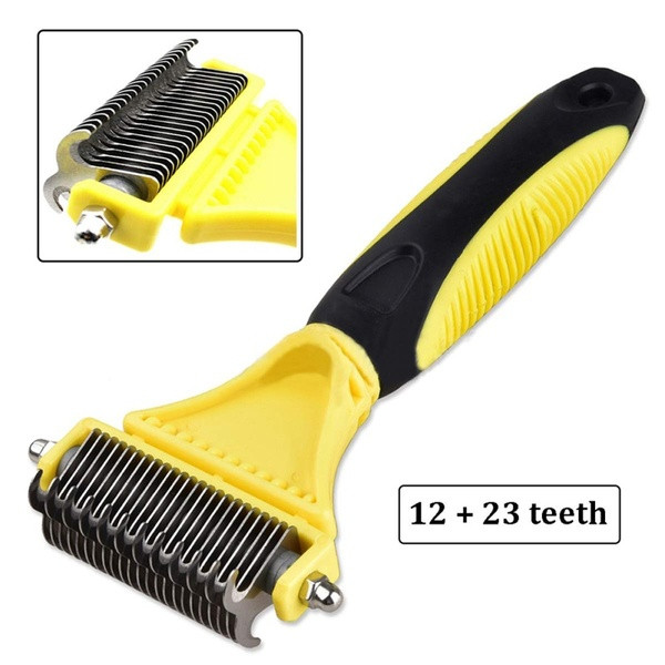 Kétoldalas eszköz kisállatszőr eltávolítására sárga színben