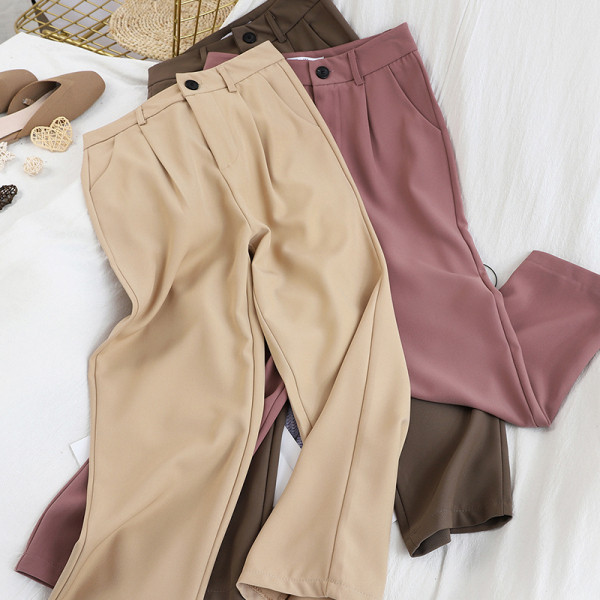 Női alkalmi nadrág egyenes modell öt színben, magas derékkal
